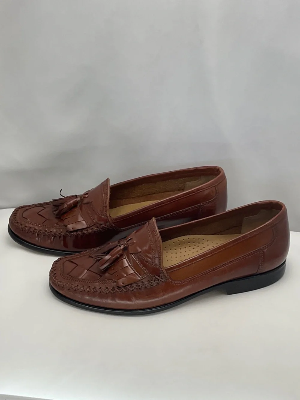 Giorgio Brutini Le Glove‎ Men’s 8.5 Brown Tassel Woven Leather Loafers
